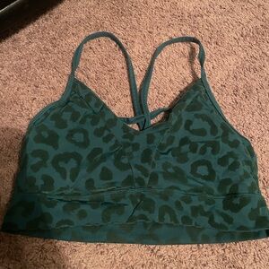 Vitality Green “Flocked” Leopard Print Sports Bra